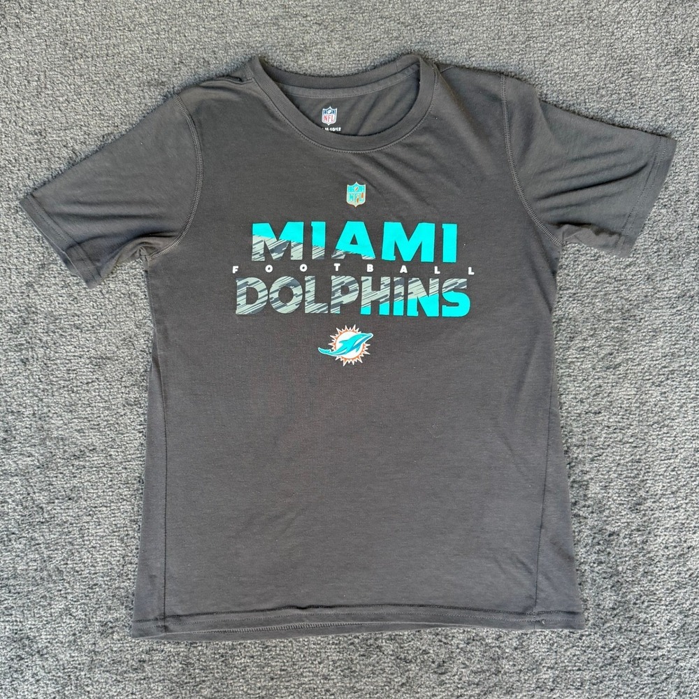NFL Miami Dolphins Youth Boys M 10/12 Graphic TShirt Charcoal Gray Short Slv